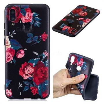 Safflower 3D Embossed Relief Black Soft Back Cover for Huawei Honor 10 Lite
