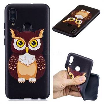Big Owl 3D Embossed Relief Black Soft Back Cover for Huawei Honor 10 Lite