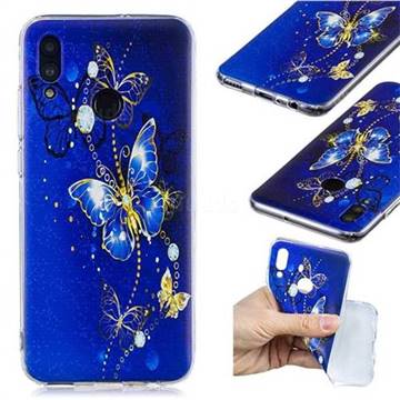 Gold and Blue Butterfly Super Clear Soft TPU Back Cover for Huawei Honor 10 Lite