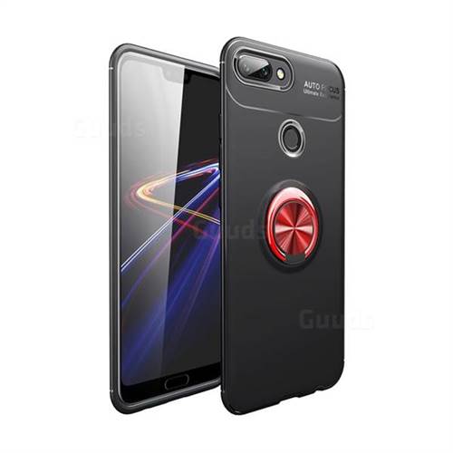 Auto Focus Invisible Ring Holder Soft Phone Case for Huawei Honor 10 Lite - Black Red