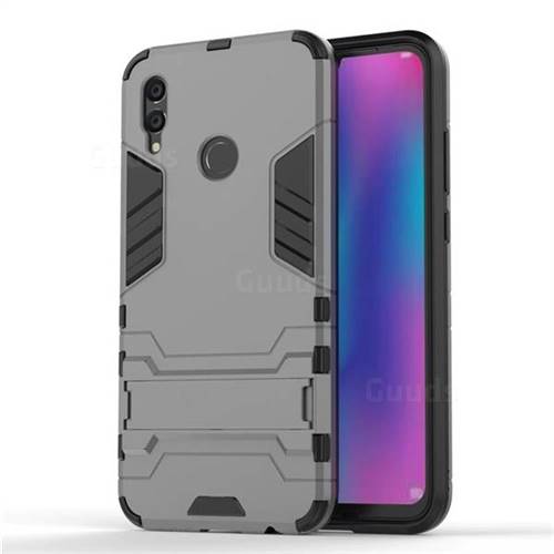 Armor Premium Tactical Grip Kickstand Shockproof Dual Layer Rugged Hard Cover for Huawei Honor 10 Lite - Gray