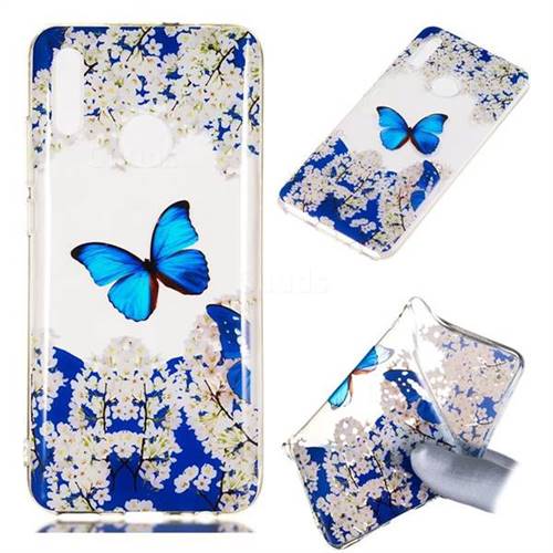 Blue Butterfly Flower Super Clear Soft TPU Back Cover for Huawei Honor 10 Lite