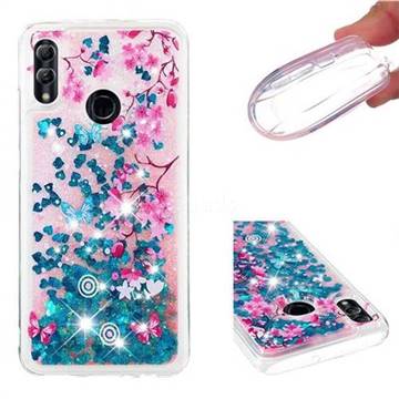 Blue Plum Blossom Dynamic Liquid Glitter Quicksand Soft TPU Case for Huawei Honor 10 Lite