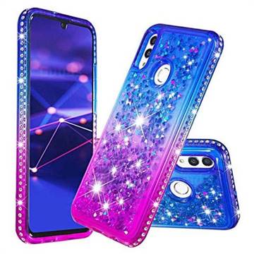 Diamond Frame Liquid Glitter Quicksand Sequins Phone Case for Huawei Honor 10 Lite - Blue Purple