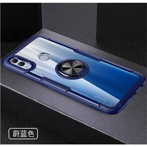 Acrylic Glass Carbon Invisible Ring Holder Phone Cover for Huawei Honor 10 Lite - Azure