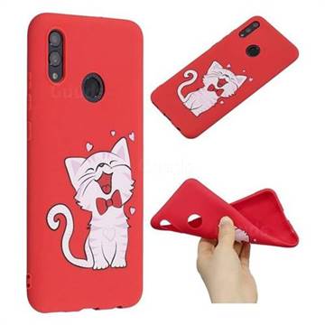 Happy Bow Cat Anti-fall Frosted Relief Soft TPU Back Cover for Huawei Honor 10 Lite