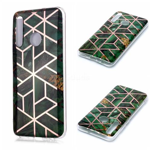 Green Rhombus Galvanized Rose Gold Marble Phone Back Cover for Huawei Honor 10 Lite