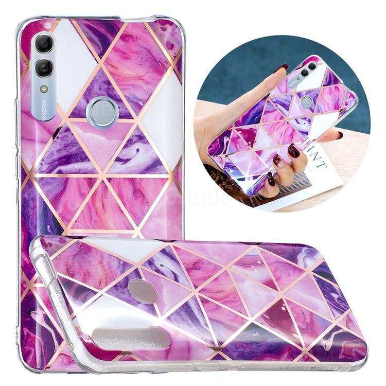 Purple Dream Triangle Painted Marble Electroplating Protective Case for Huawei Honor 10 Lite