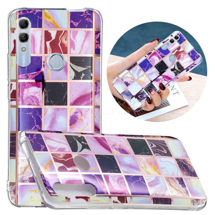 Square Puzzle Painted Marble Electroplating Protective Case for Huawei Honor 10 Lite