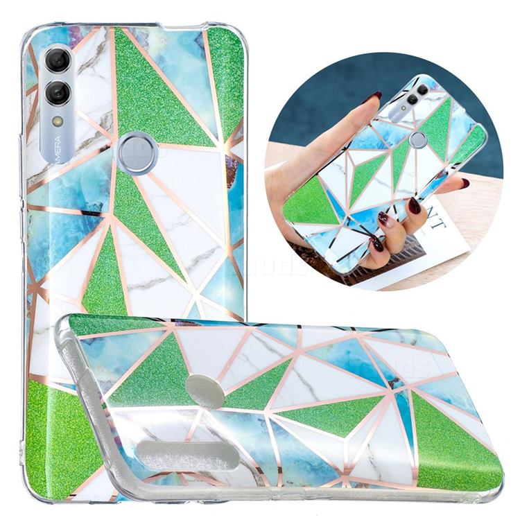 Green Triangle Painted Marble Electroplating Protective Case for Huawei Honor 10 Lite