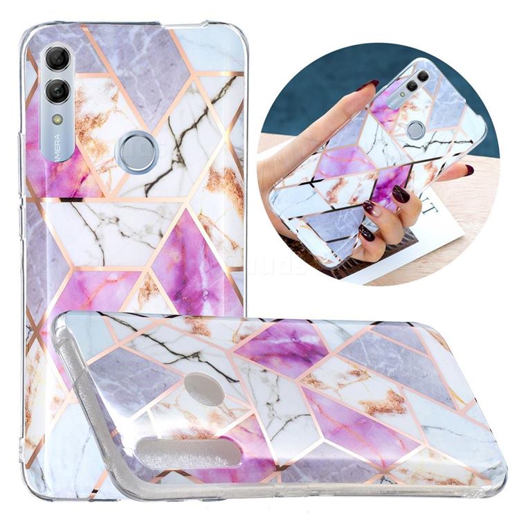 Purple and White Painted Marble Electroplating Protective Case for Huawei Honor 10 Lite