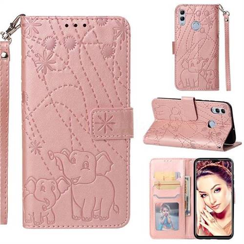 Embossing Fireworks Elephant Leather Wallet Case for Huawei Honor 10 Lite - Rose Gold