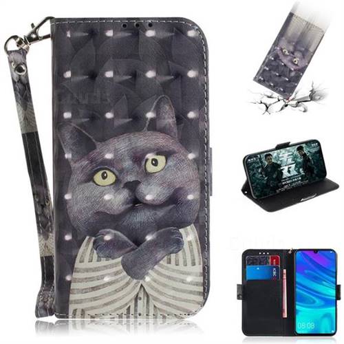 Cat Embrace 3D Painted Leather Wallet Phone Case for Huawei Honor 10 Lite