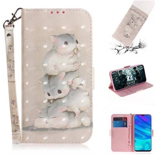 Three Squirrels 3D Painted Leather Wallet Phone Case for Huawei Honor 10 Lite