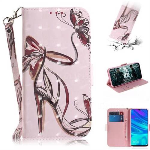 Butterfly High Heels 3D Painted Leather Wallet Phone Case for Huawei Honor 10 Lite