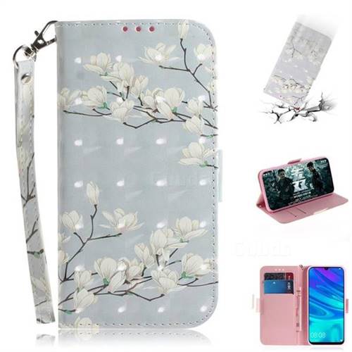 Magnolia Flower 3D Painted Leather Wallet Phone Case for Huawei Honor 10 Lite
