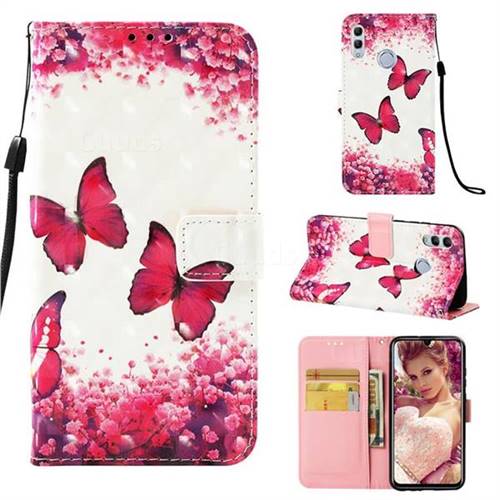 Rose Butterfly 3D Painted Leather Wallet Case for Huawei Honor 10 Lite