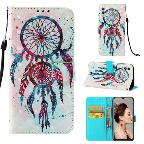 ColorDrops Wind Chimes 3D Painted Leather Wallet Case for Huawei Honor 10 Lite