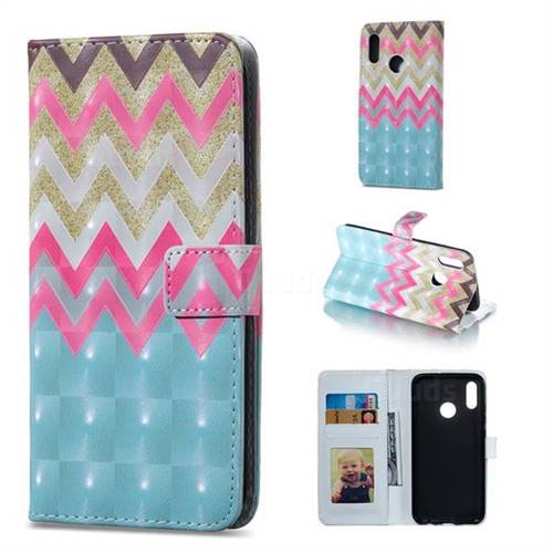 Color Wave 3D Painted Leather Phone Wallet Case for Huawei Honor 10 Lite