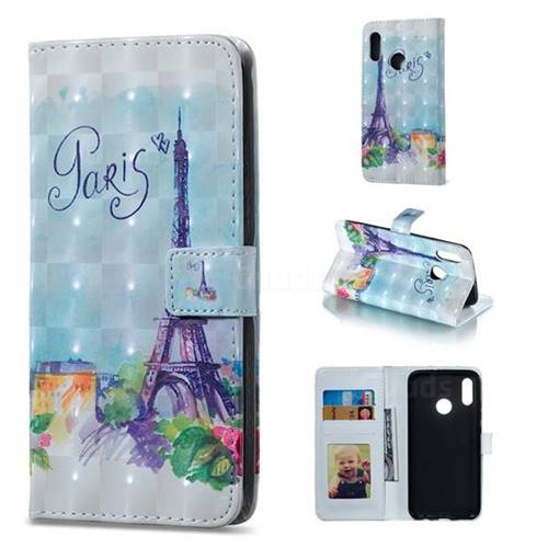 Paris Tower 3D Painted Leather Phone Wallet Case for Huawei Honor 10 Lite