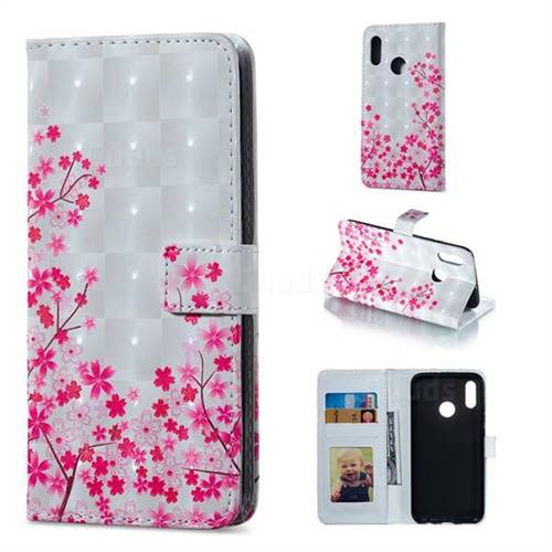 Cherry Blossom 3D Painted Leather Phone Wallet Case for Huawei Honor 10 Lite