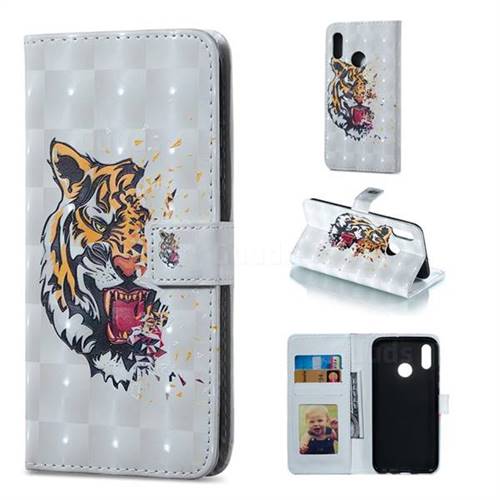 Toothed Tiger 3D Painted Leather Phone Wallet Case for Huawei Honor 10 Lite