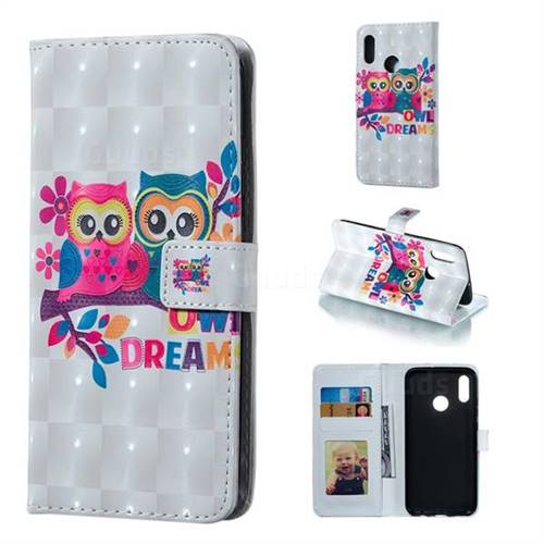 Couple Owl 3D Painted Leather Phone Wallet Case for Huawei Honor 10 Lite