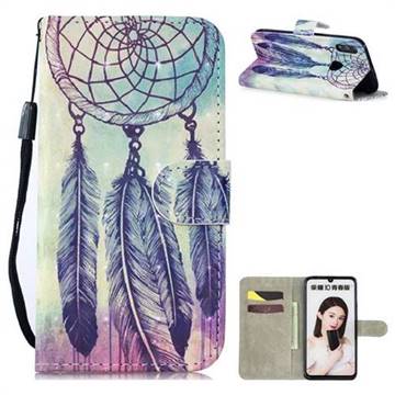 Feather Wind Chimes 3D Painted Leather Wallet Phone Case for Huawei Honor 10 Lite