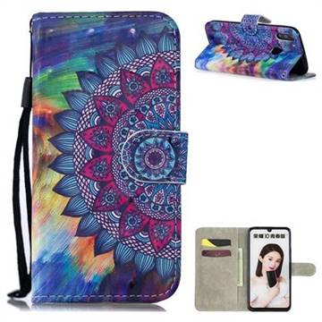 Oil Painting Mandala 3D Painted Leather Wallet Phone Case for Huawei Honor 10 Lite