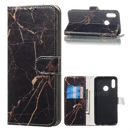 Black Gold Marble PU Leather Wallet Case for Huawei Honor 10 Lite