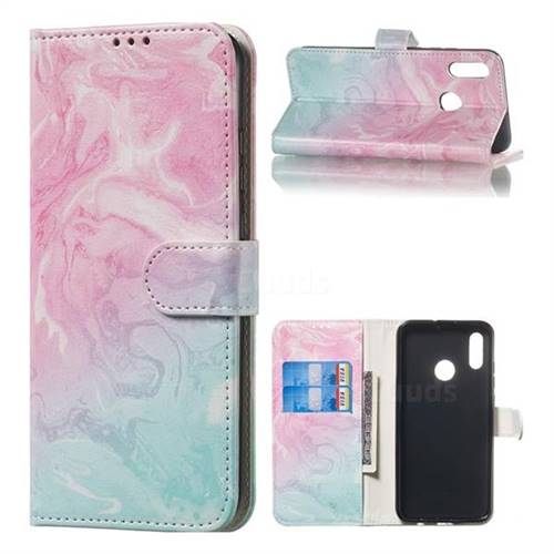 Pink Green Marble PU Leather Wallet Case for Huawei Honor 10 Lite
