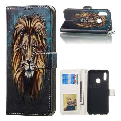 Ice Lion 3D Relief Oil PU Leather Wallet Case for Huawei Honor 10 Lite