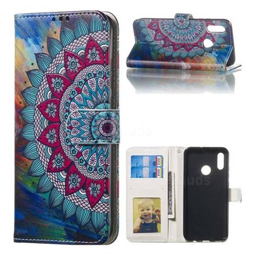Mandala Flower 3D Relief Oil PU Leather Wallet Case for Huawei Honor 10 Lite