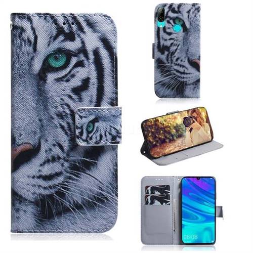 White Tiger PU Leather Wallet Case for Huawei Honor 10 Lite