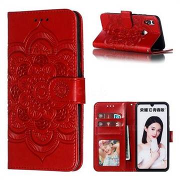 Intricate Embossing Datura Solar Leather Wallet Case for Huawei Honor 10 Lite - Red