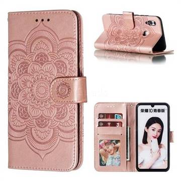 Intricate Embossing Datura Solar Leather Wallet Case for Huawei Honor 10 Lite - Rose Gold