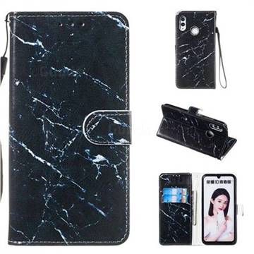 Black Marble Smooth Leather Phone Wallet Case for Huawei Honor 10 Lite