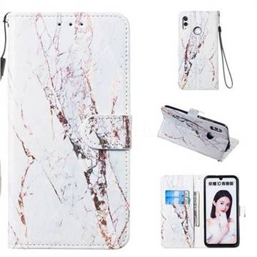 White Marble Smooth Leather Phone Wallet Case for Huawei Honor 10 Lite