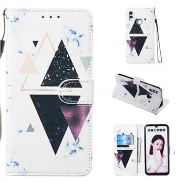 Triangle Marble Smooth Leather Phone Wallet Case for Huawei Honor 10 Lite