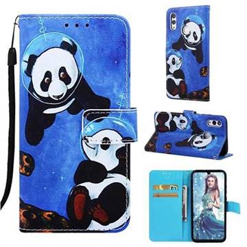 Undersea Panda Matte Leather Wallet Phone Case for Huawei Honor 10 Lite