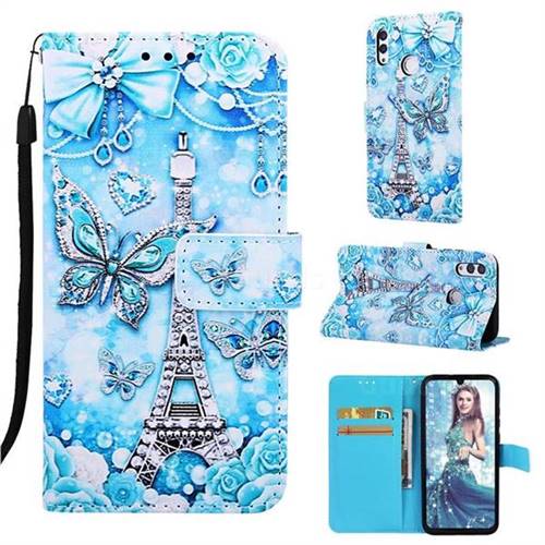 Tower Butterfly Matte Leather Wallet Phone Case for Huawei Honor 10 Lite