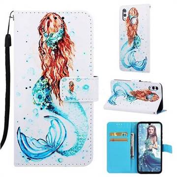 Mermaid Matte Leather Wallet Phone Case for Huawei Honor 10 Lite