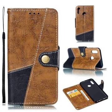 Retro Magnetic Stitching Wallet Flip Cover for Huawei Honor 10 Lite - Brown