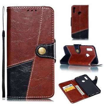 Retro Magnetic Stitching Wallet Flip Cover for Huawei Honor 10 Lite - Dark Red