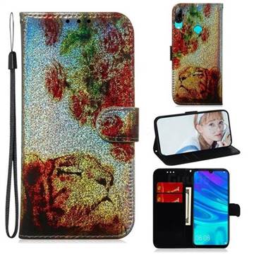 Tiger Rose Laser Shining Leather Wallet Phone Case for Huawei Honor 10 Lite
