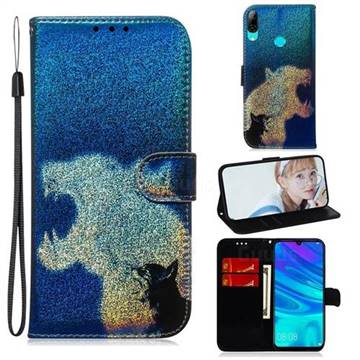 Cat and Leopard Laser Shining Leather Wallet Phone Case for Huawei Honor 10 Lite