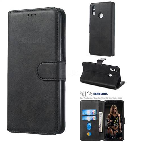 Retro Calf Matte Leather Wallet Phone Case for Huawei Honor 10 Lite - Black