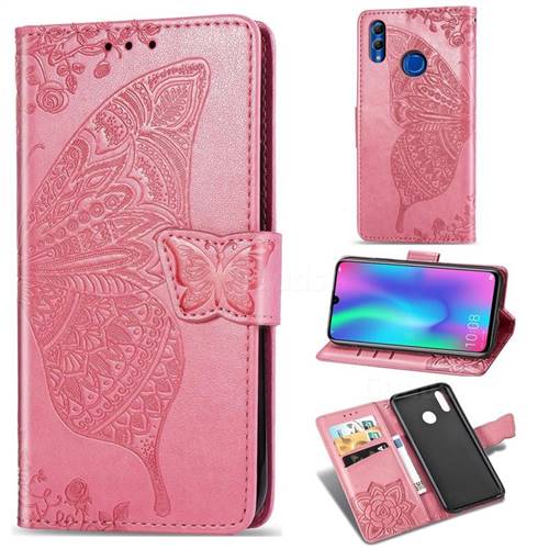 Embossing Mandala Flower Butterfly Leather Wallet Case for Huawei Honor 10 Lite - Pink
