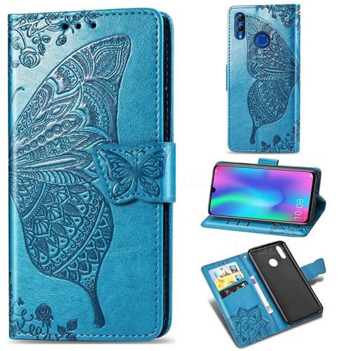 Embossing Mandala Flower Butterfly Leather Wallet Case for Huawei Honor 10 Lite - Blue