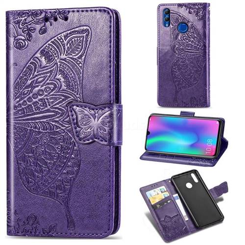 Embossing Mandala Flower Butterfly Leather Wallet Case for Huawei Honor 10 Lite - Dark Purple